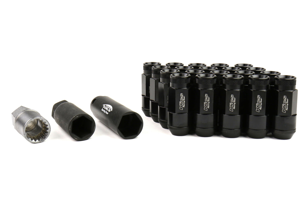 Project Kics Leggdura Racing Shell Type Lug Nut Set 53mm Open-End Look 12X1.25 Black
