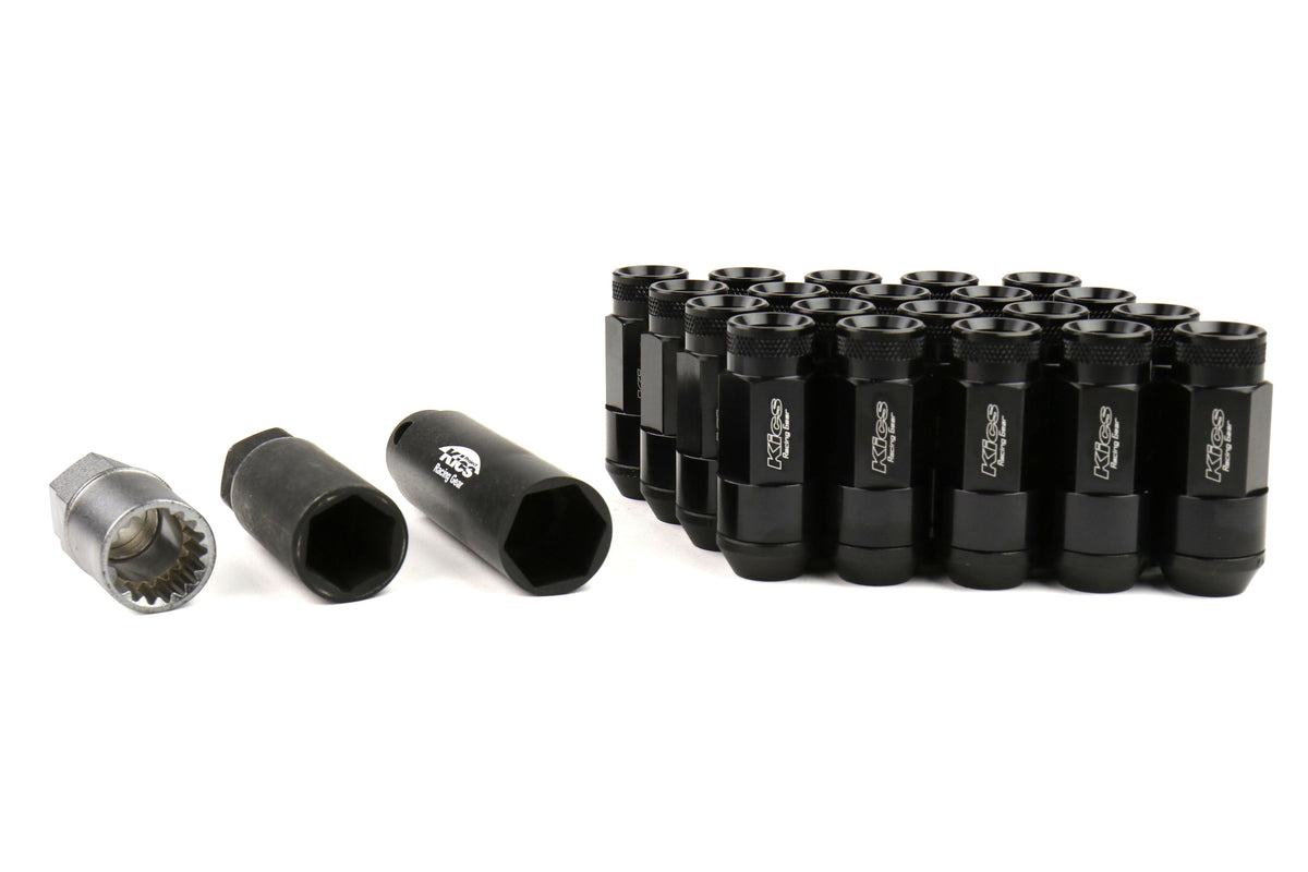 Project Kics Leggdura Racing Shell Type Lug Nut Set 53mm Open-End Look 12X1.25 Black