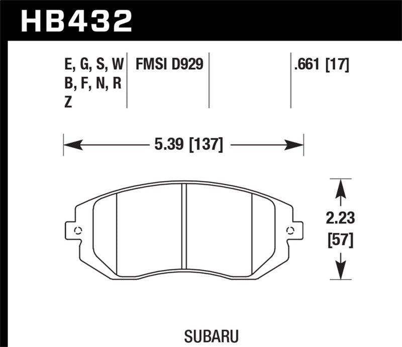 Hawk Performance Ceramic Street Brake Pads - Front - 2003-2005 Subaru WRX / 2008 Subaru WRX