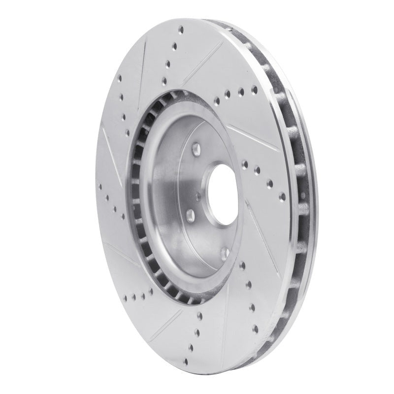 R1 Front Right Drilled & Slotted Silver Brake Rotor - 2005-2017 Subaru STI