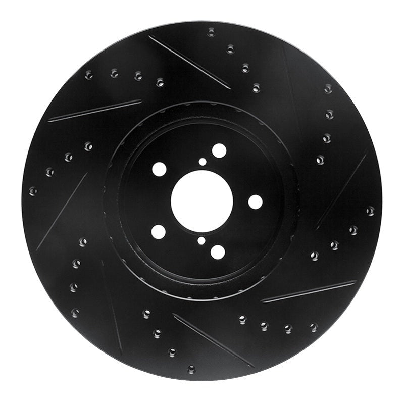 R1 Concepts Drilled & Slotted Black Front Left Brake Rotor - 2005-2013 Subaru Outback