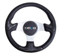 NRG Carbon Fiber Steering Wheel 350mm Silver Rubber Horn - Universal