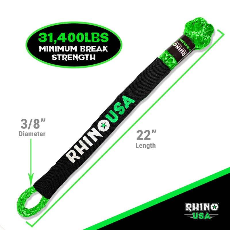 Rhino USA Synthetic Soft Shackle (1Pk 3/8InX22In) (Green)