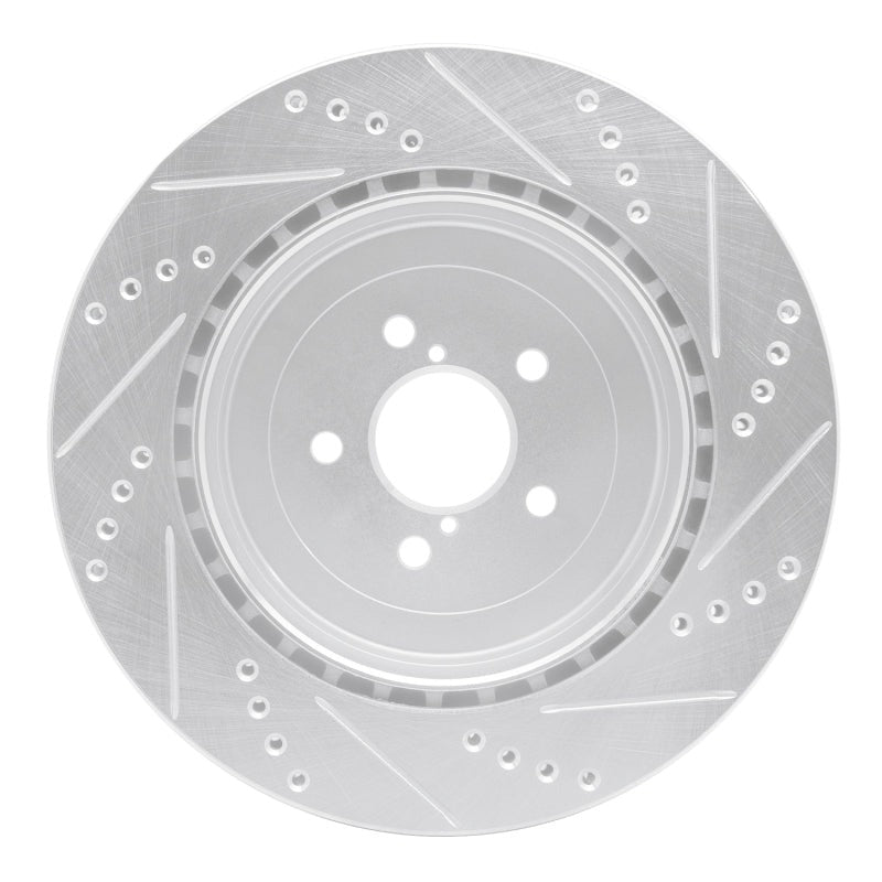 R1 Rear Left Drilled & Slotted Silver Brake Rotor - 2004 Subaru STI