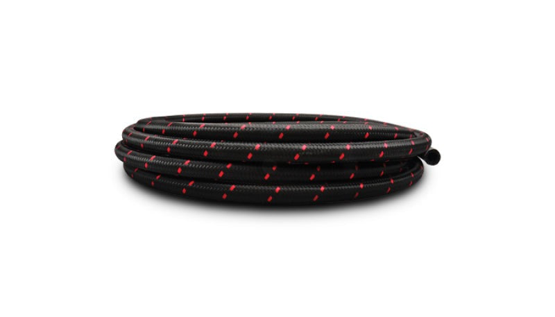Vibrant Performance 5ft Roll of Black Red Nylon Braided Flex Hose, AN -4AN, Hose ID 0.22in, Performance Hose & Fluid/Air Plumbing - Part 11984R