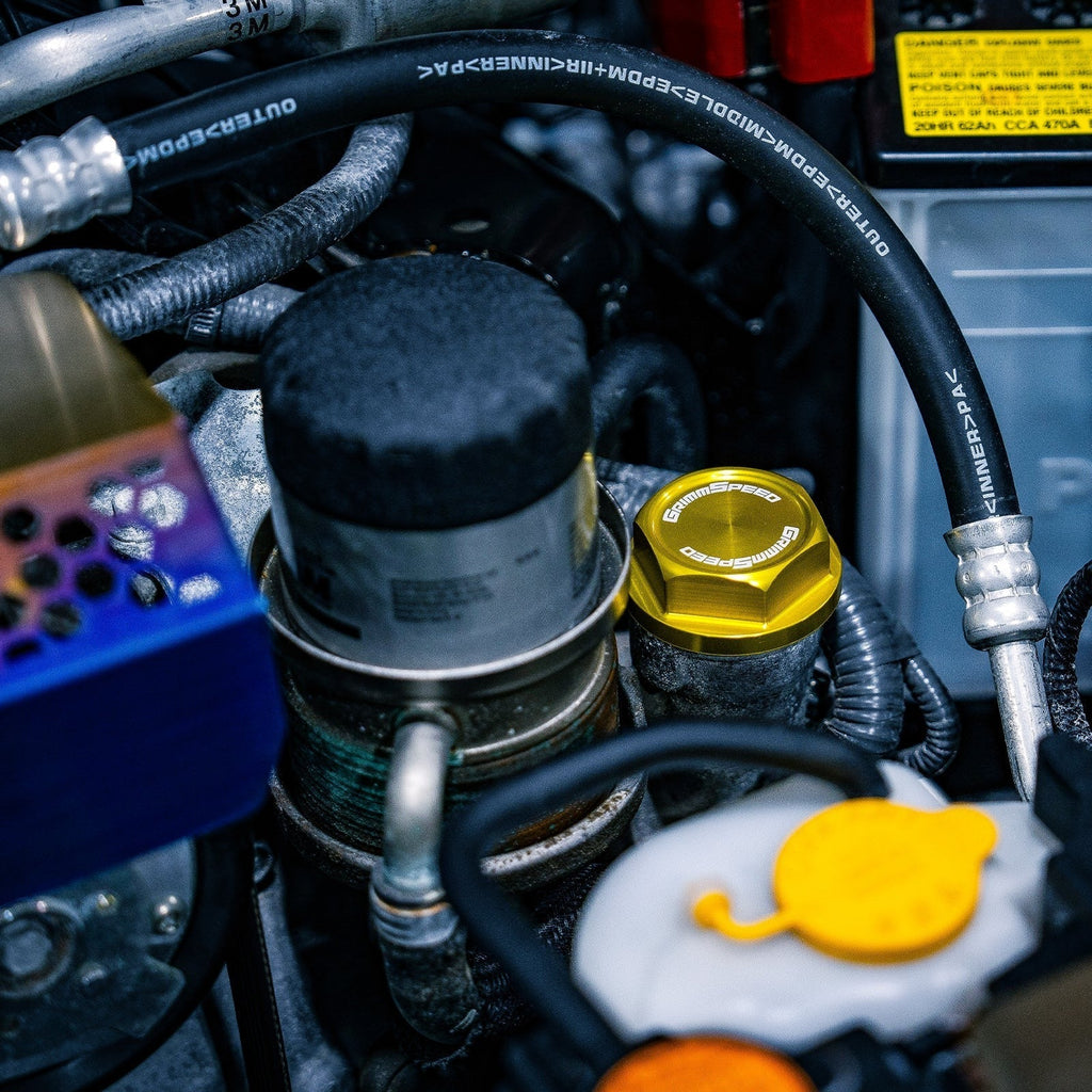 GrimmSpeed Version 2 Bolt Oil Cap (Gold) - Subaru Universal