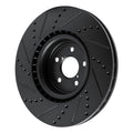 R1 Front Right Drilled & Slotted Black Brake Rotor - 2004 Subaru STI / 2017-2020 & 2022-2026 Subaru BRZ w/ Brembo
