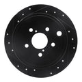 R1 Concepts Drilled & Slotted Black Rear Left Brake Rotor - 2008-2014 Subaru WRX / Subaru Impreza