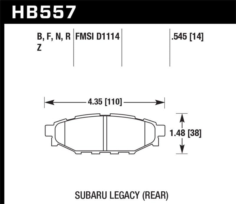 Hawk Performance HPS 5.0 Rear Brake Pads - 2013-2014 Subaru BRZ Ltd (277mm Fr / Solid Rr Disc)