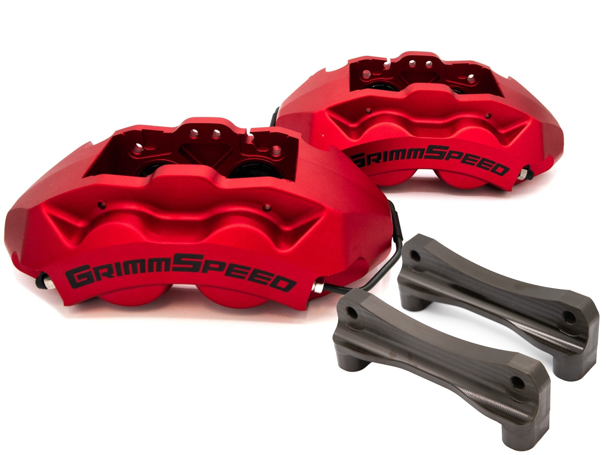 GrimmSpeed 4-Piston Brake Caliper Kit (340mm Rotor) - Red - 2002-2021 Subaru WRX / STI