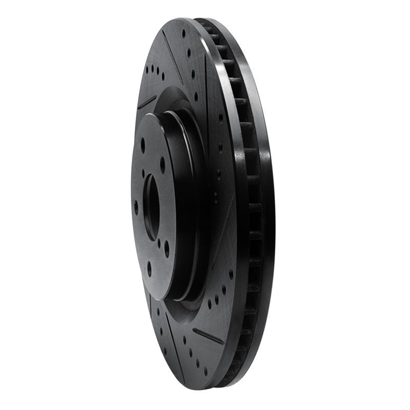 R1 Concepts Drilled & Slotted Black Front Right Brake Rotor - 2019-2024 Subaru Forester