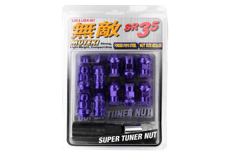 Wheel Mate Muteki SR35 Close End Lug Nuts w/ Lock Set - Purple 12x1.25 35mm