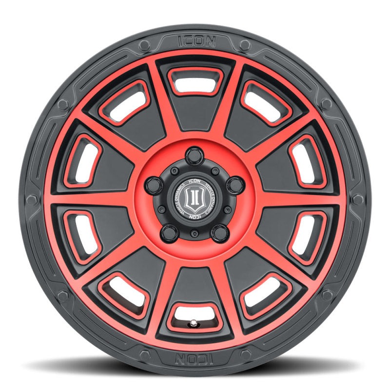 ICON Alloys Victory 17x8.5 6x5.5 0mm 4.75" Backspacing Satin Black with Red Accent Wheel - 3017858347SBRT