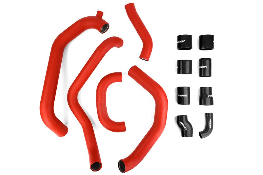 PERRIN Boost Tube Kit Red Piping Black Couplers - 2008-2014 Subaru STI