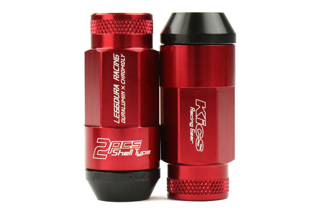 Project Kics Leggdura Racing Shell Type Lug Nut Set 53mm Open-End Look 12X1.25 Red - Universal