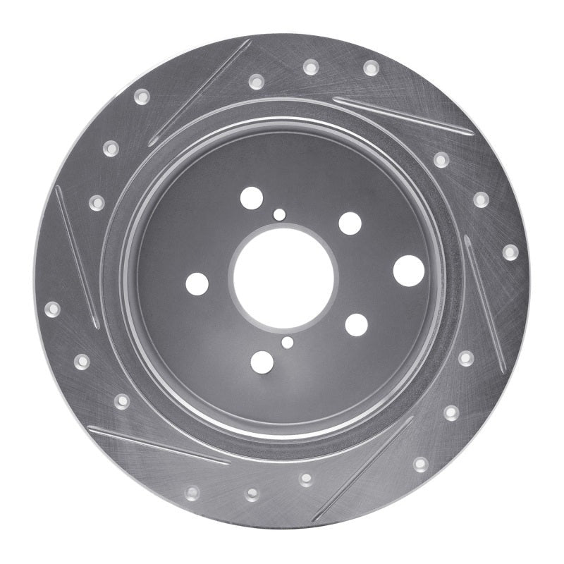 R1 Concepts Rear Right Drilled & Slotted Silver Brake Rotor - 2012-2023 Subaru Impreza