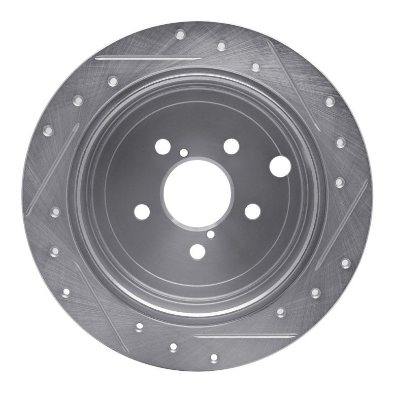 R1 Concepts Drilled & Slotted Silver Rear Left Brake Rotor - 2008-2014 Subaru WRX / Subaru Impreza