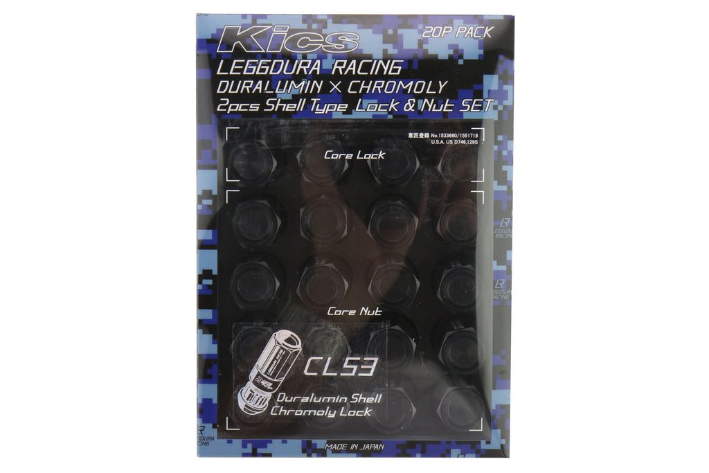Project Kics Leggdura Racing Shell Type Lug Nut Set 53mm Closed-End Look 12X1.25 Black - Universal