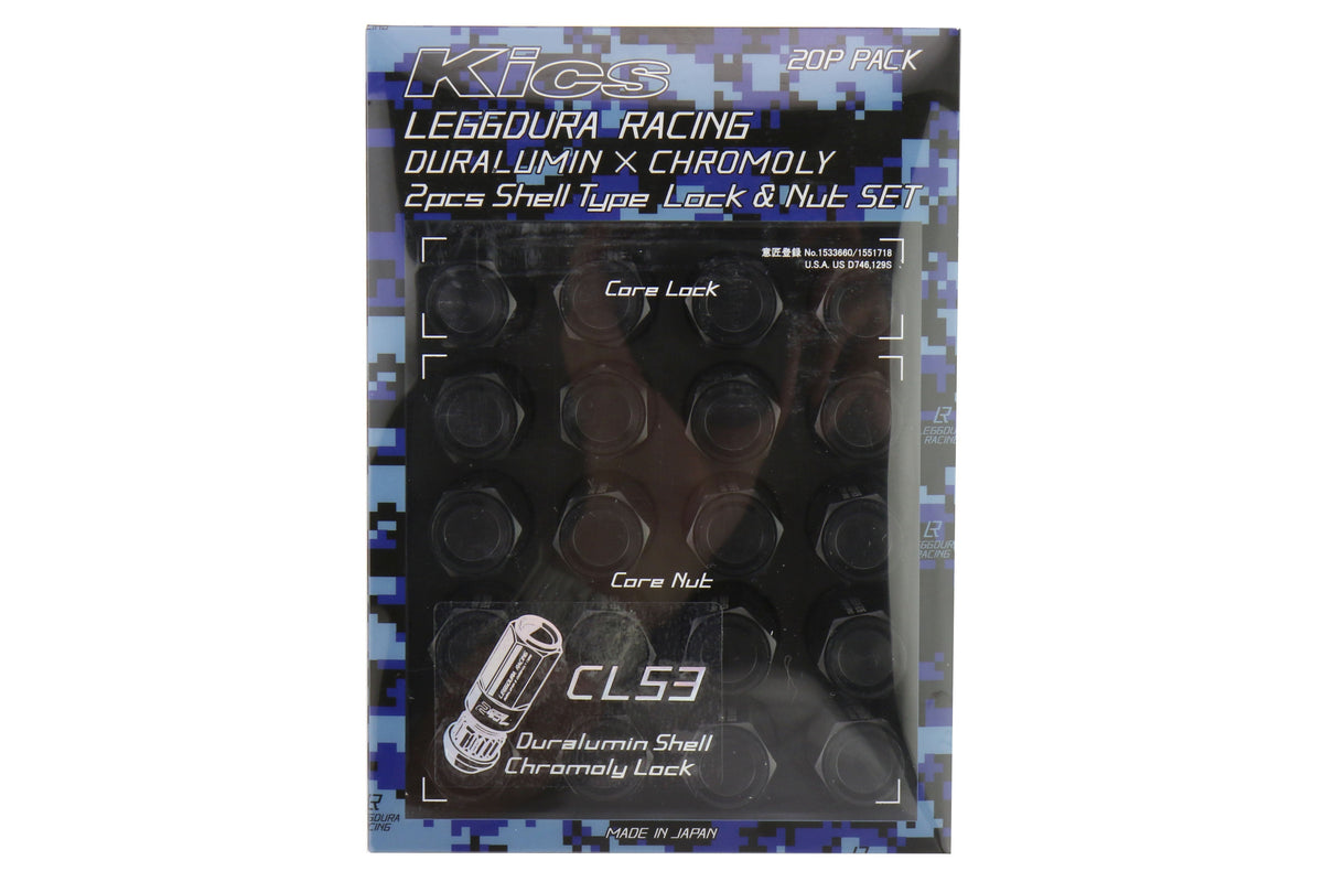 Project Kics Leggdura Racing Shell Type Lug Nut Set 53mm Closed-End Look 12X1.25 Black - Universal