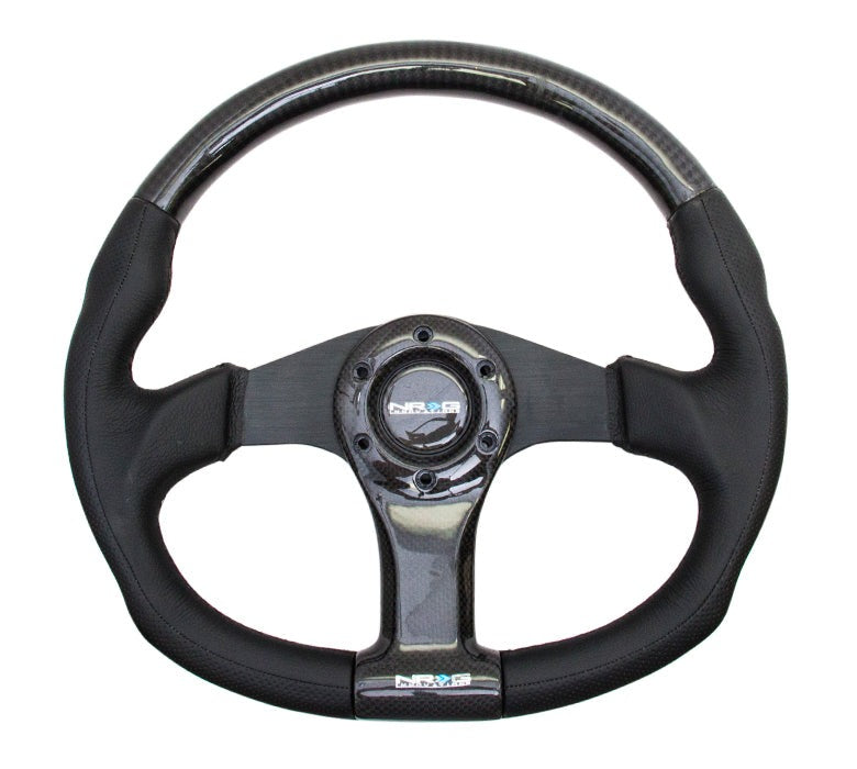NRG Carbon Fiber Steering Wheel 350mm Oval Black - Universal