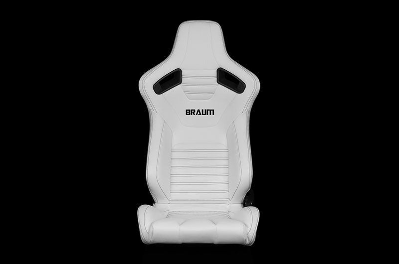 Braum Elite-X Series Sport Seats - White Leatherette (Black Stitching) Pair - Universal