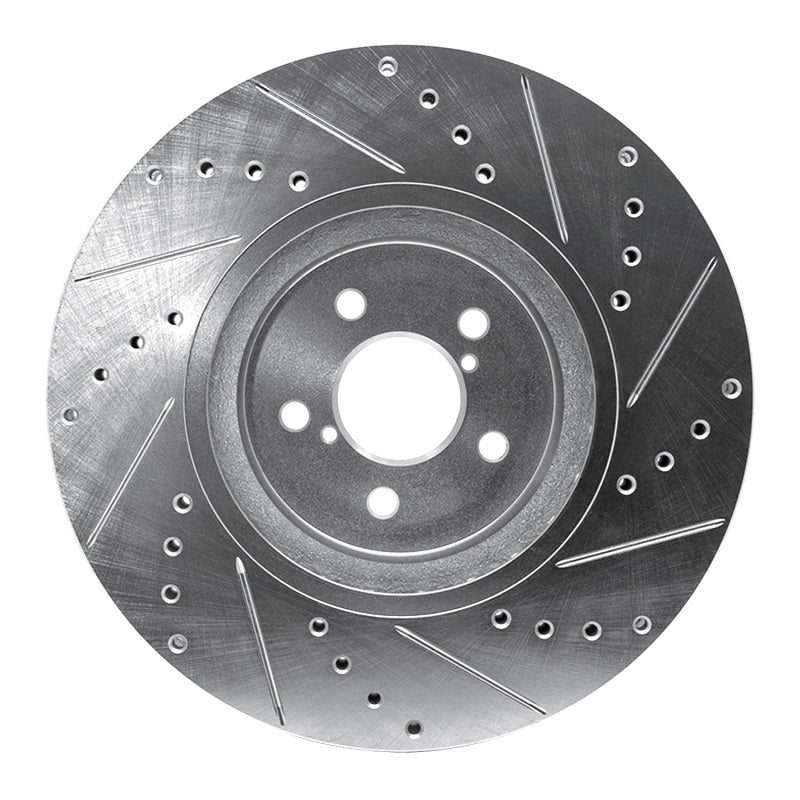 R1 Concepts Drilled & Slotted Silver Front Left Brake Rotor - 2005-2013 Subaru Outback