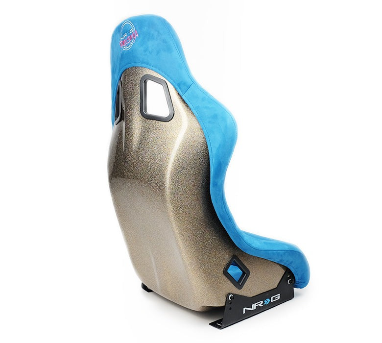 NRG Innovations FRP Bucket Seat ULTRA Edition w/ Pearlized Back Blue Alcantara - Universal