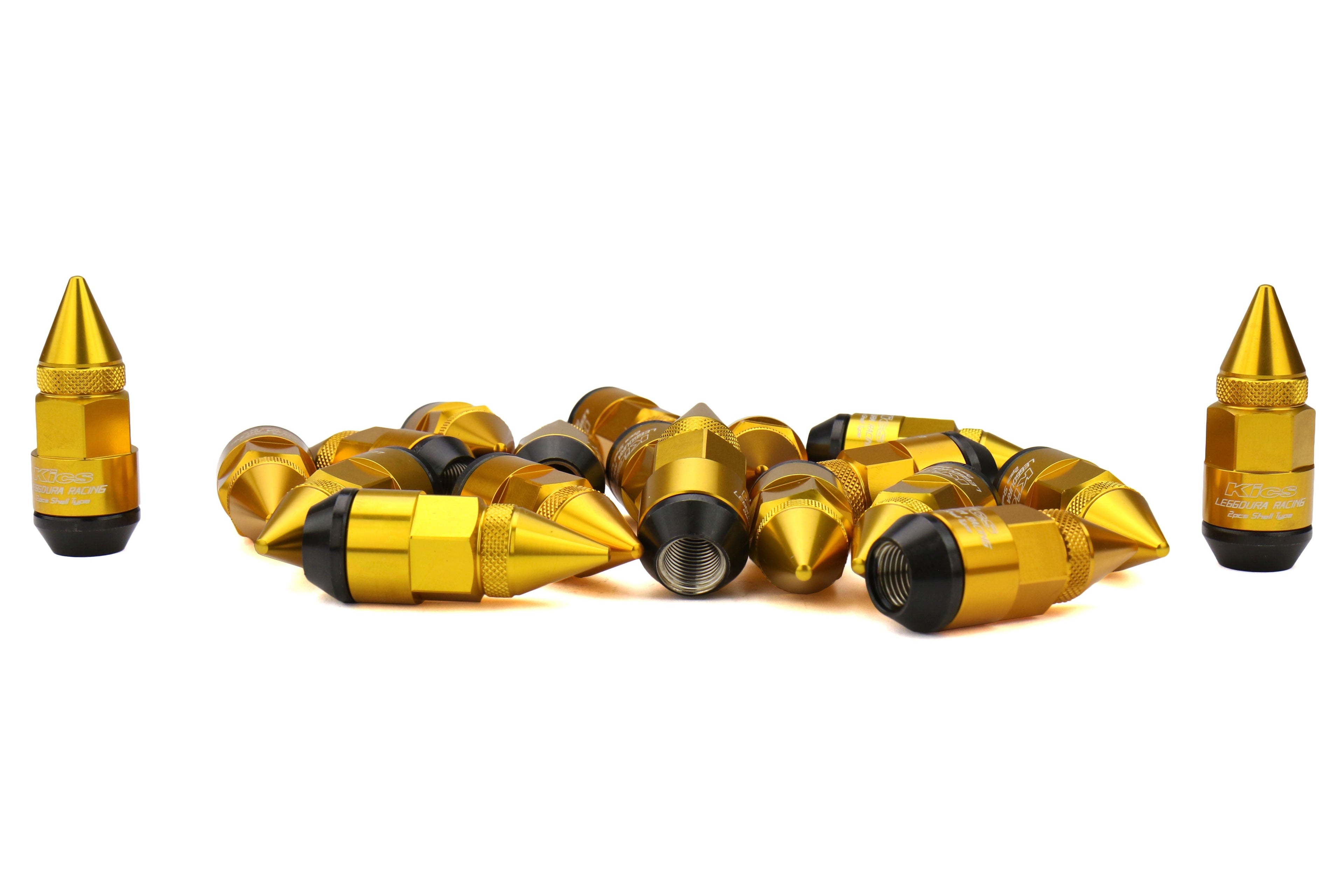 Project Kics Leggdura Racing Dangan Shell Type Lug Nut and Lock Set M12X1.25 Gold - Universal