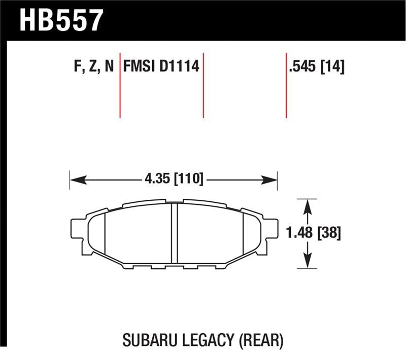 Hawk Performance HPS 5.0 Rear Brake Pads - 2013-2014 Subaru BRZ Ltd (277mm Fr / Solid Rr Disc)