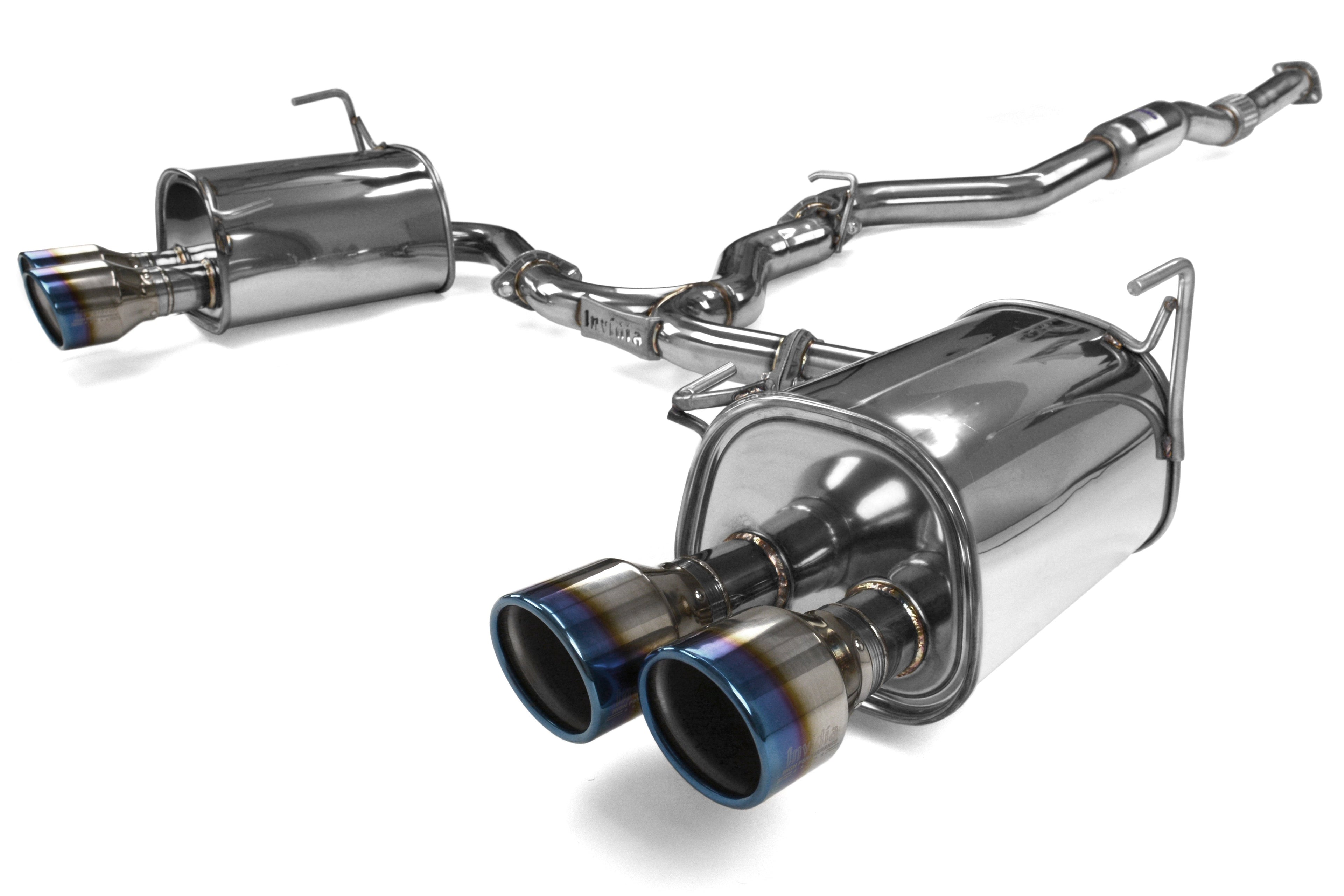 Invidia Q300 Quad Tip Cat Back Exhaust - Titanium Burnt Tips - 2015-2021 Subaru WRX / STI