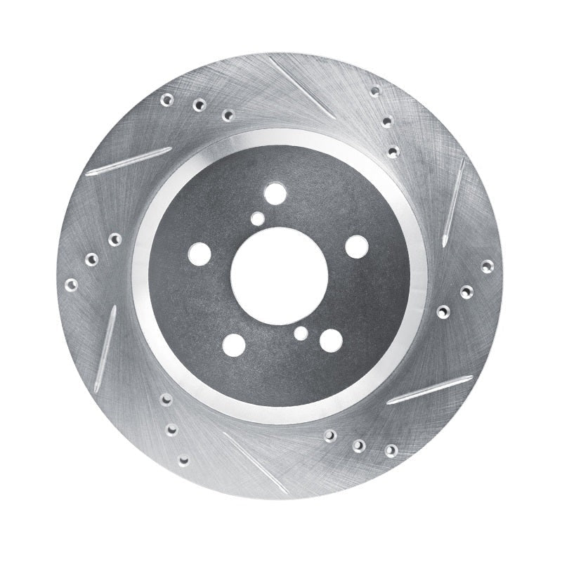 R1 Concepts Rear Right Drilled & Slotted Silver Brake Rotor - 2019-2023 Subaru Crosstrek