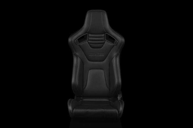 Braum Elite-X Series Sport Seats - Black Leatherette (White Stitching) Pair - Universal