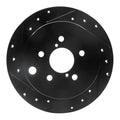 R1 Concepts Rear Left Drilled & Slotted Black Brake Rotor - 2012-2023 Subaru Crosstrek