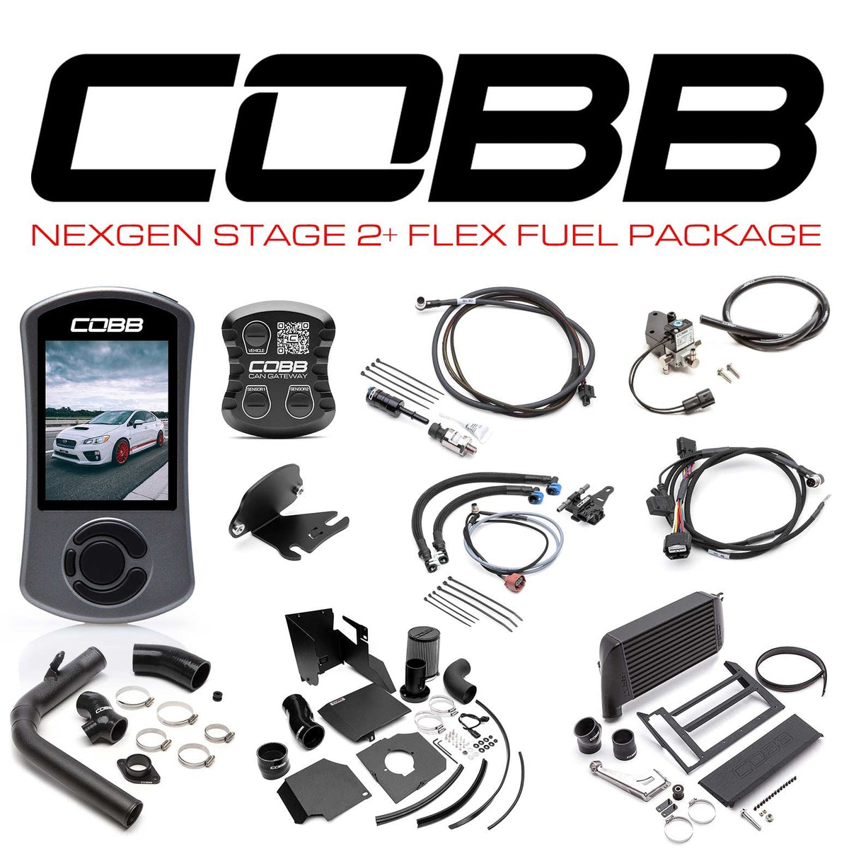Cobb NexGen Stage 2 + CAN Flex Fuel Power Package (SF Intake) - Black - 2015-2017 Subaru WRX
