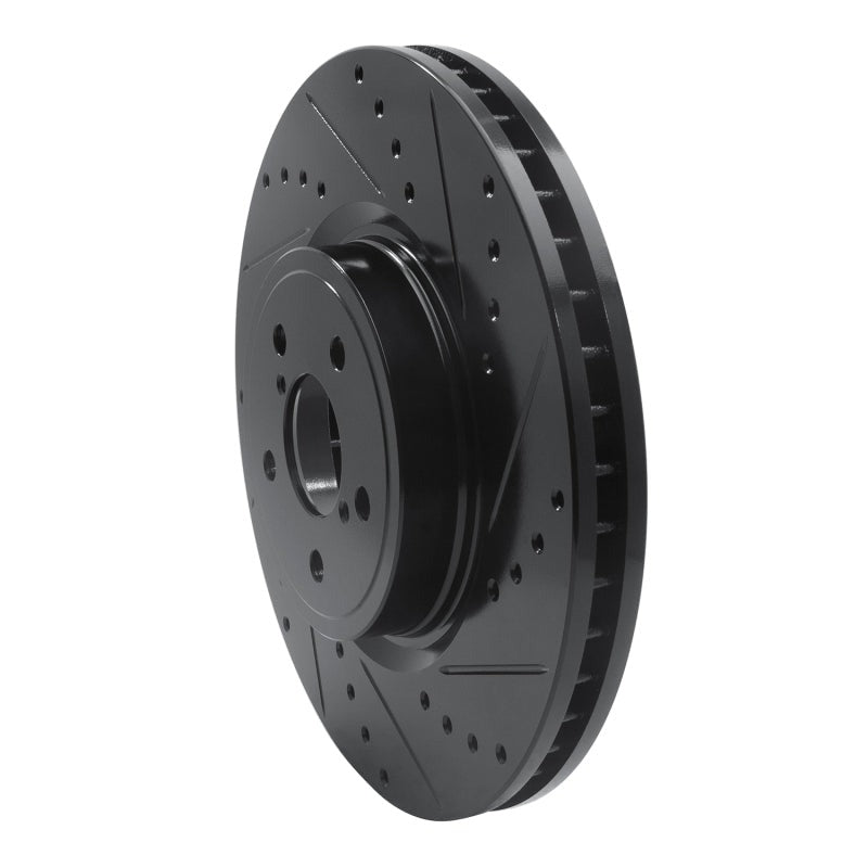R1 Concepts Drilled & Slotted Black Front Right Brake Rotor - 2005-2013 Subaru Forester