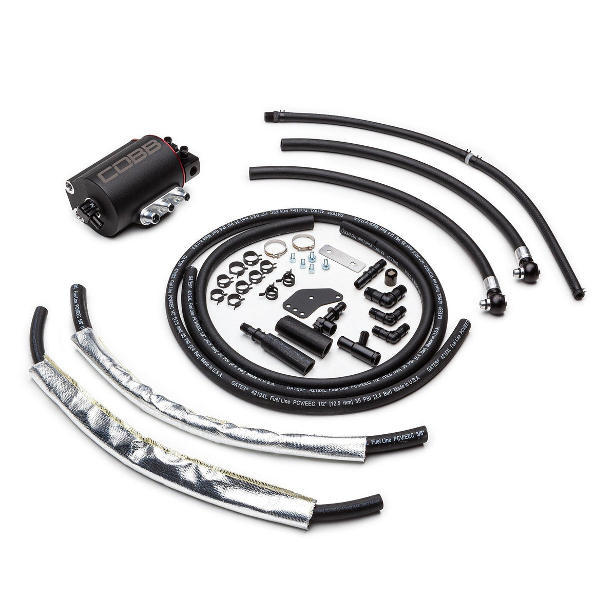 COBB Tuning Air Oil Separator Black/Red - Subaru Models (inc. 2008-2021 STI / 2008-2014 WRX)
