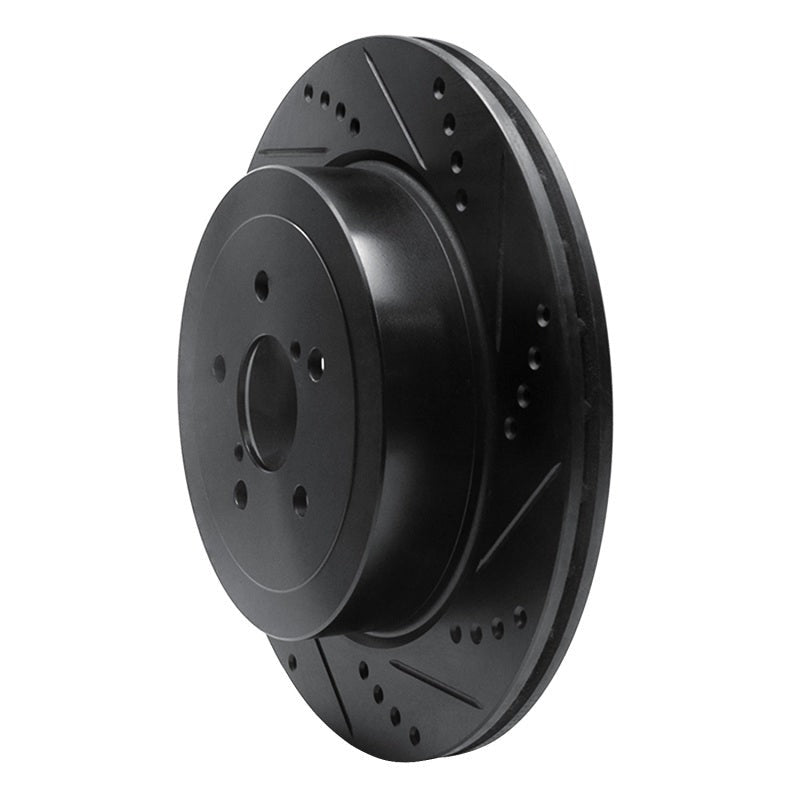R1 Rear Right Drilled & Slotted Black Brake Rotor - 2004 Subaru STI