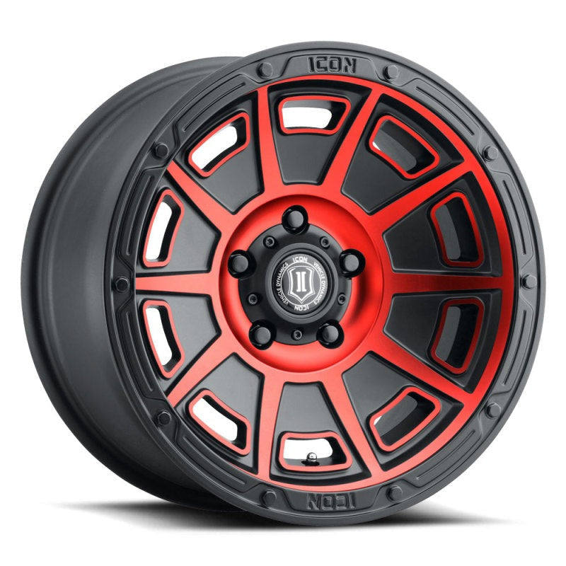 ICON Alloys Victory 17x8.5 6x5.5 0mm 4.75" Backspacing Satin Black with Red Accent Wheel - 3017858347SBRT