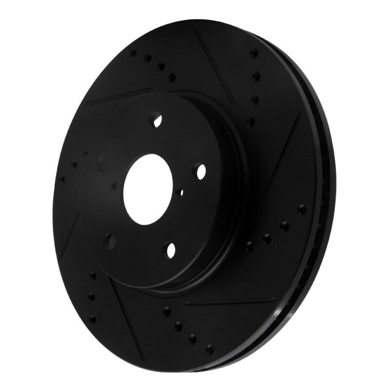 R1 Concepts Drilled & Slotted Black Front Right Brake Rotor - 2015-2019 Subaru Legacy
