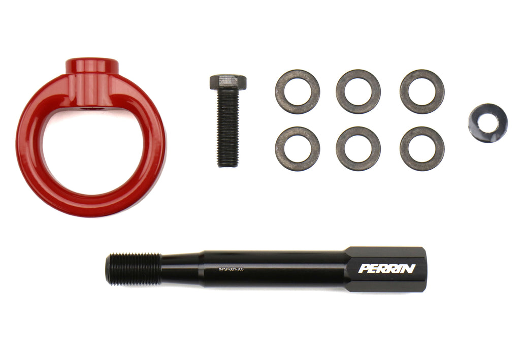 PERRIN Tow Hook Kit Rear Red - 2008-2014 Subaru WRX / STI Sedan