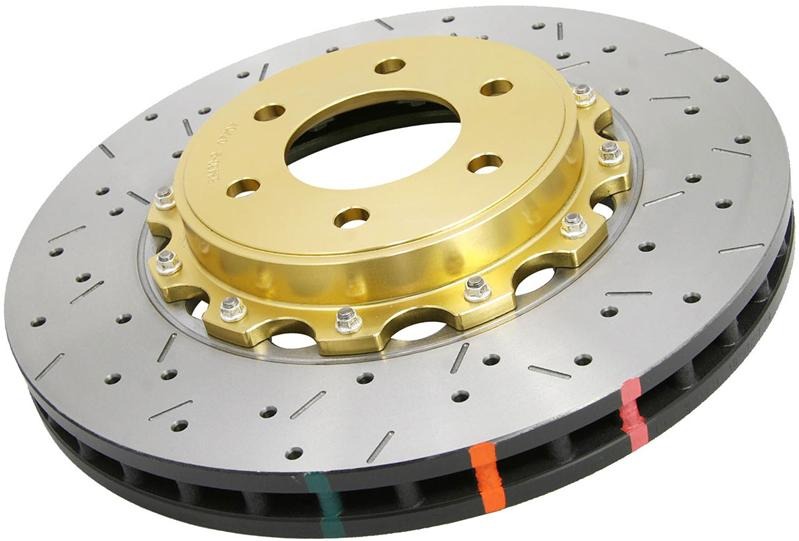 DBA 5000 Series 2-Piece Drilled & Slotted Front Rotor w/Black Hat - 10-Lug - 2003-2006 Subaru Legacy GT Wagon