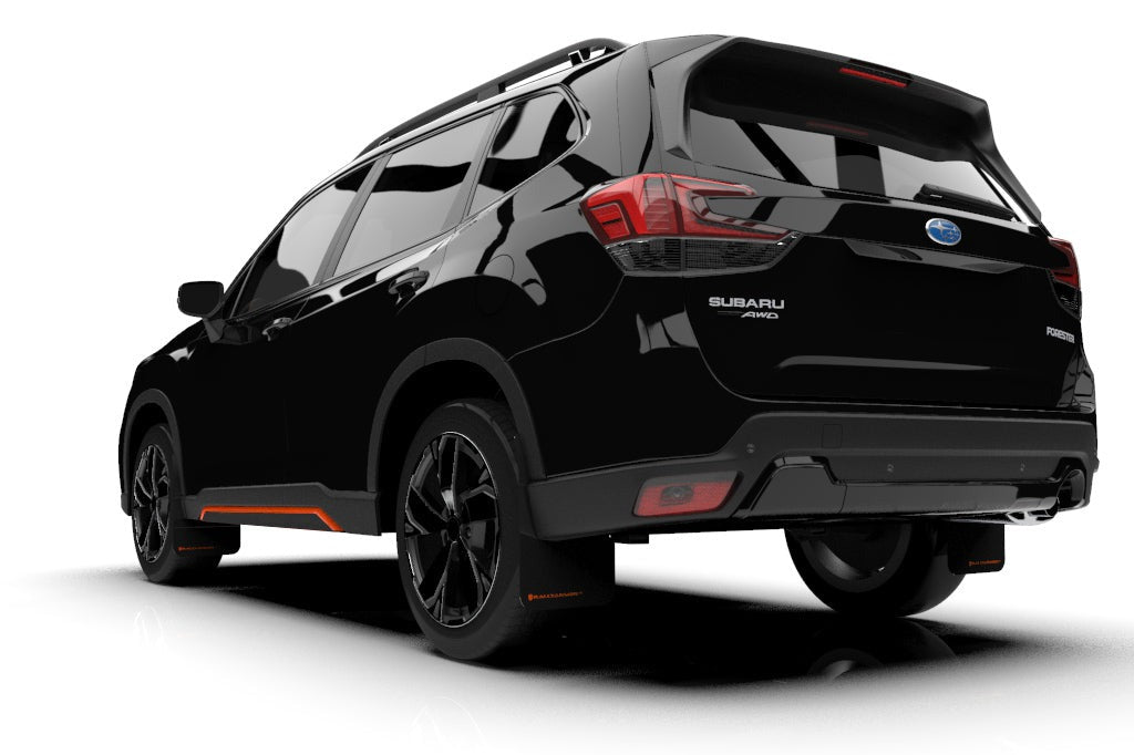 Rally Armor UR Mudflaps Black Urethane Orange Logo - 2019-2024 Subaru Forester