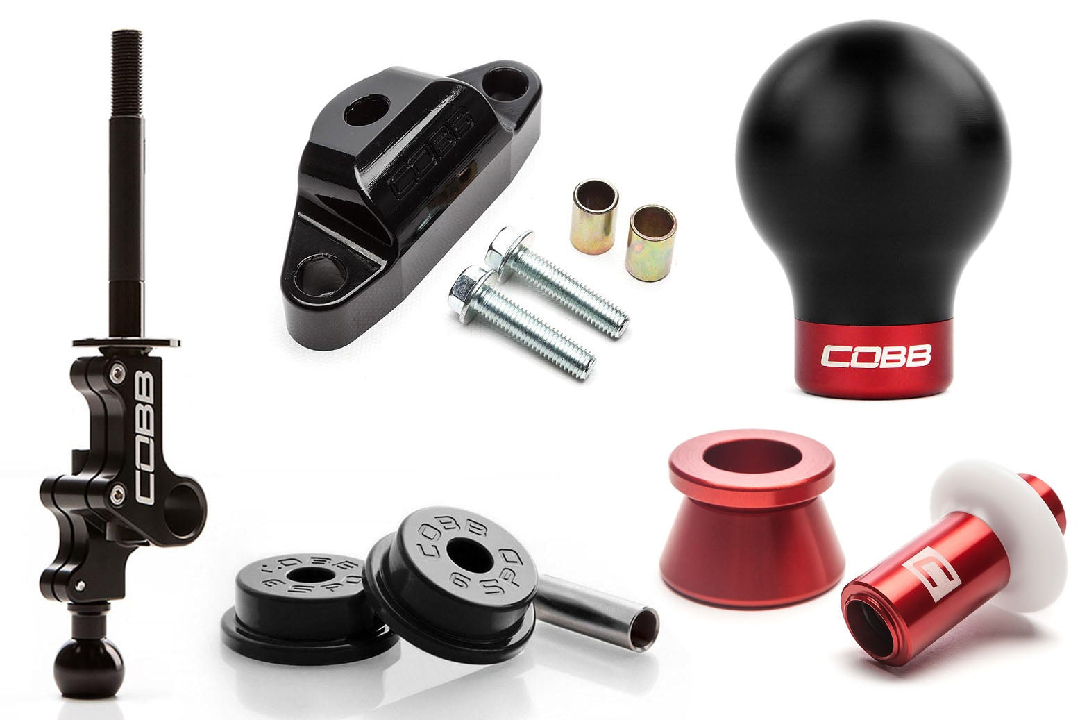 Cobb Stg 2+ Drivetrain Pkg w/ Weighted Shift Knob - Red Knob / Red Lockout - 2004-2021 Subaru STI 6MT