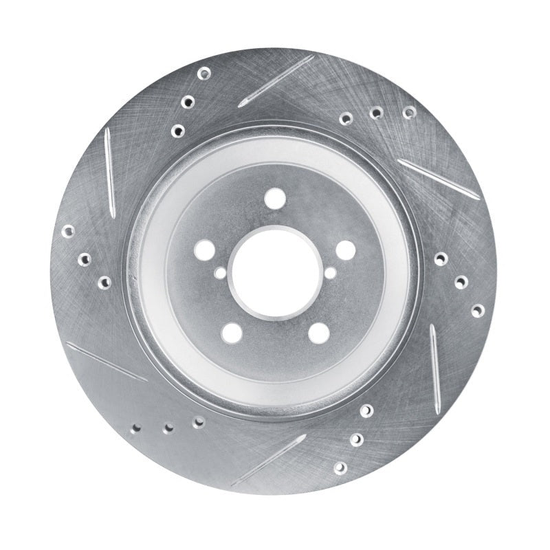 R1 Concepts Rear Right Drilled & Slotted Silver Brake Rotor - 2019-2023 Subaru Crosstrek