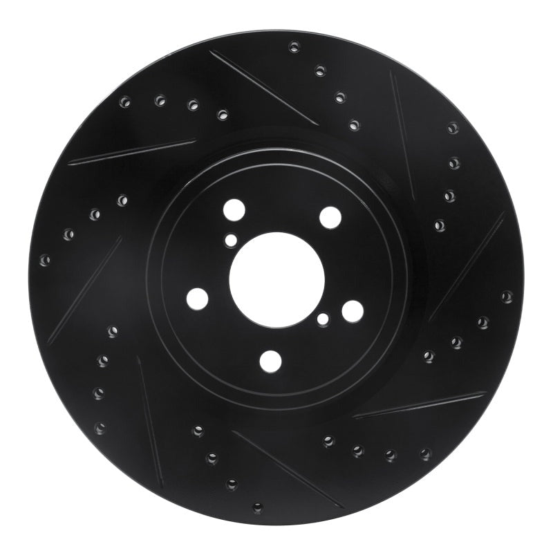 R1 Concepts Drilled & Slotted Black Front Right Brake Rotor - 2005-2013 Subaru Forester