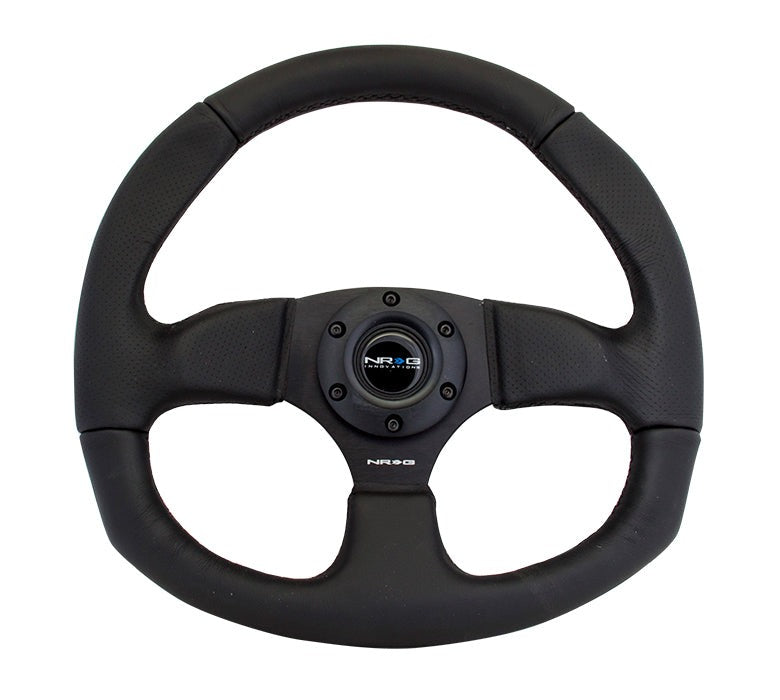 NRG Reinforced Steering Wheel Flat Bottom Black - Universal
