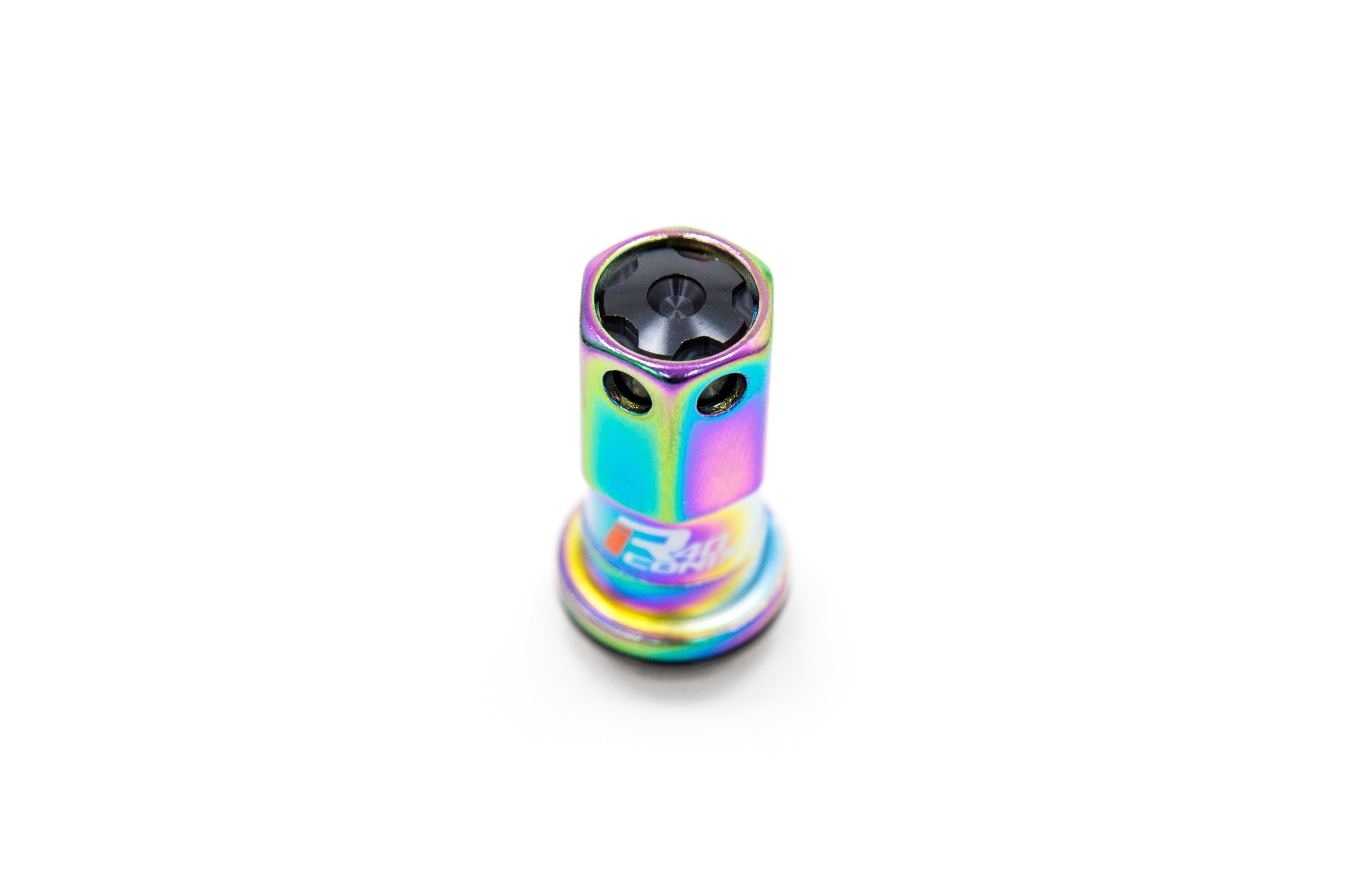Project Kics R40 Iconix 12x1.25 Neo Chrome Lug Nuts w/ Locks and Black Caps - Universal