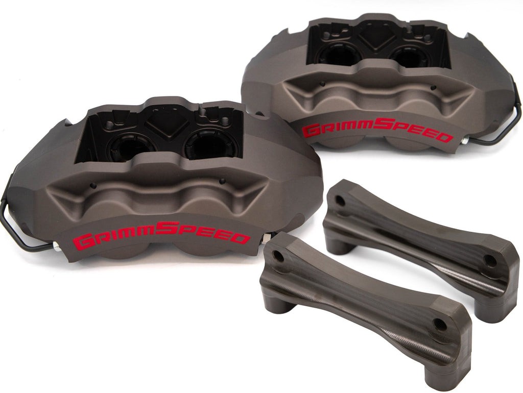GrimmSpeed 4-Piston Brake Caliper Kit (326mm Rotor) - Gunmetal Gray - 2002-2021 Subaru WRX / STI
