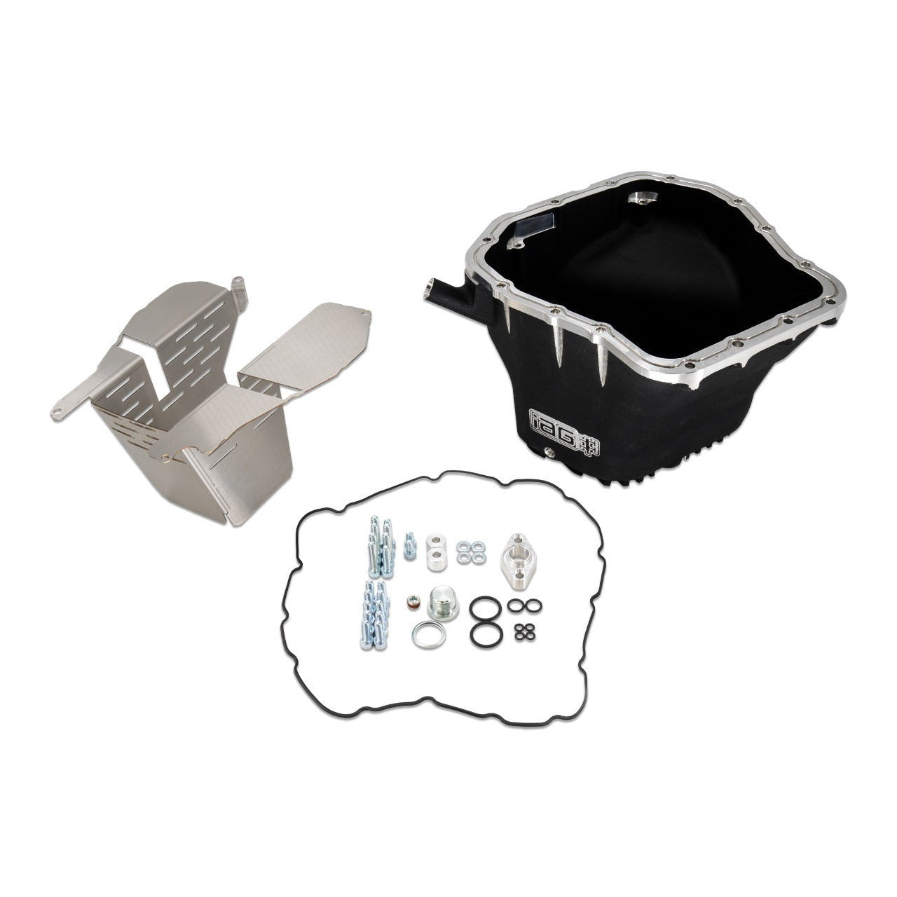 IAG Street Series Oil Pan w/ Removable SS Lower Baffle - Black (Pan + SS Baffle Only) - 2002-2014 Subaru WRX / 2004-2021 STI / 2005-2009 Legacy GT / 2004-2013 Forester XT