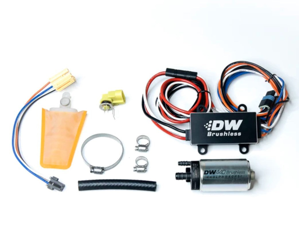 DeatschWerks DW440 440lph Brushless Fuel Pump Single/Dual Controller w/ Install Kit 93-07 Subaru WRX